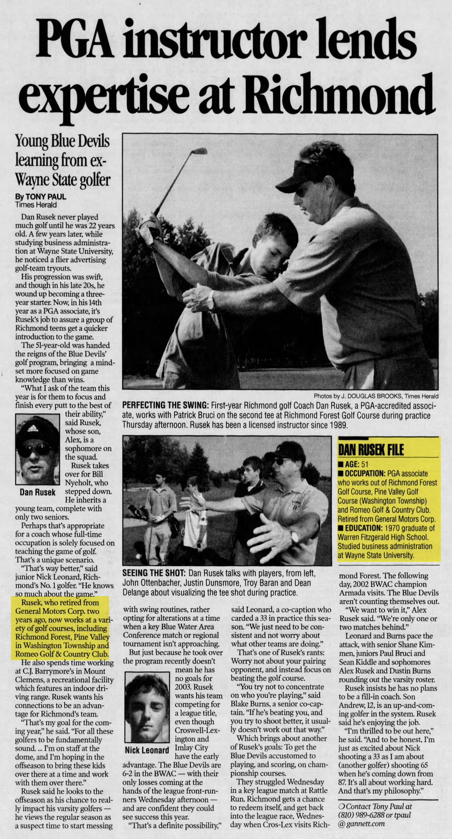 Romeo Golf & Country Club - Sep 12 2003 Article (newer photo)